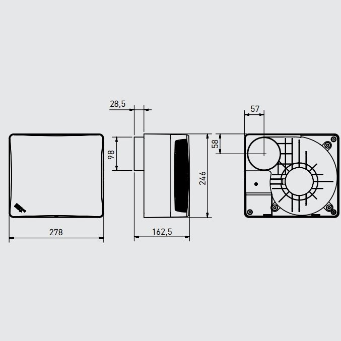 Soler & Palau EBB-250 M DESIGN (230V 50) с выключателем настенный вытяжной выключатель