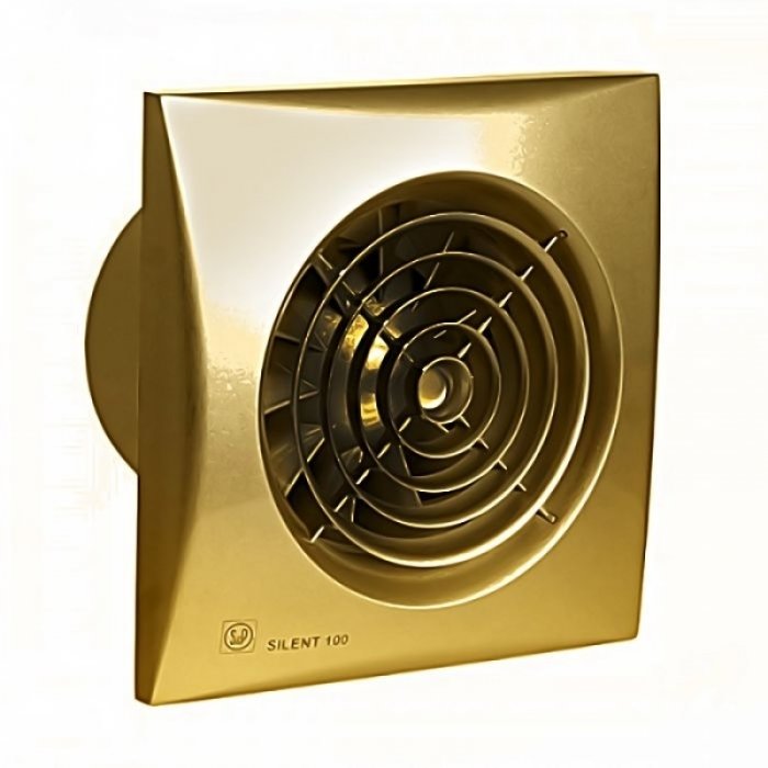 Soler & Palau SILENT-100 CZ Gold в золотом цвете тихий вытяжной вентилятор