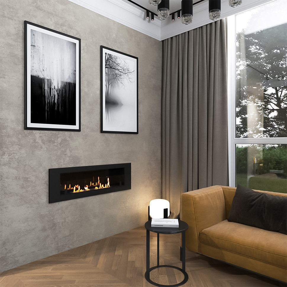 SteelHeat LONG 1200 LITE Small встраиваемый настенный биокамин