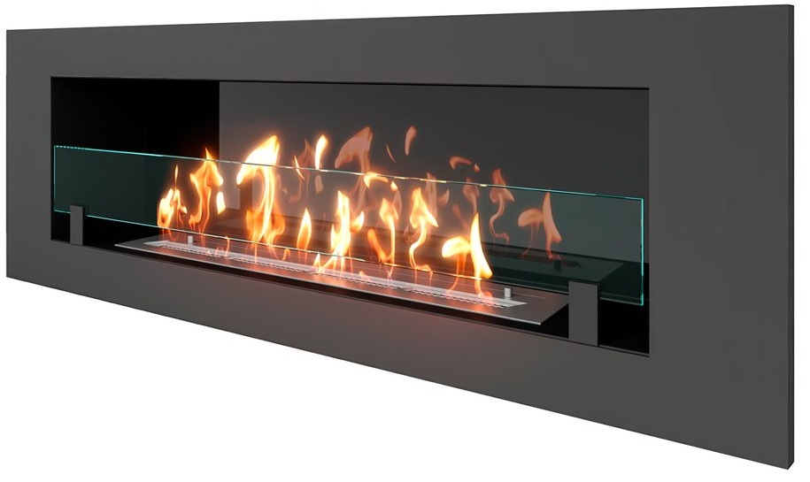 SteelHeat LONG 1200 Small встраиваемый Стекло + Стемалит настенный биокамин