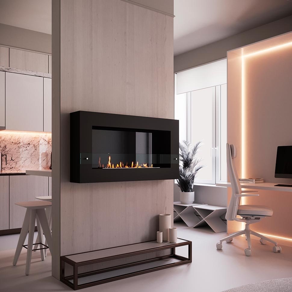 SteelHeat WALL GRAND 1200 черный настенный биокамин