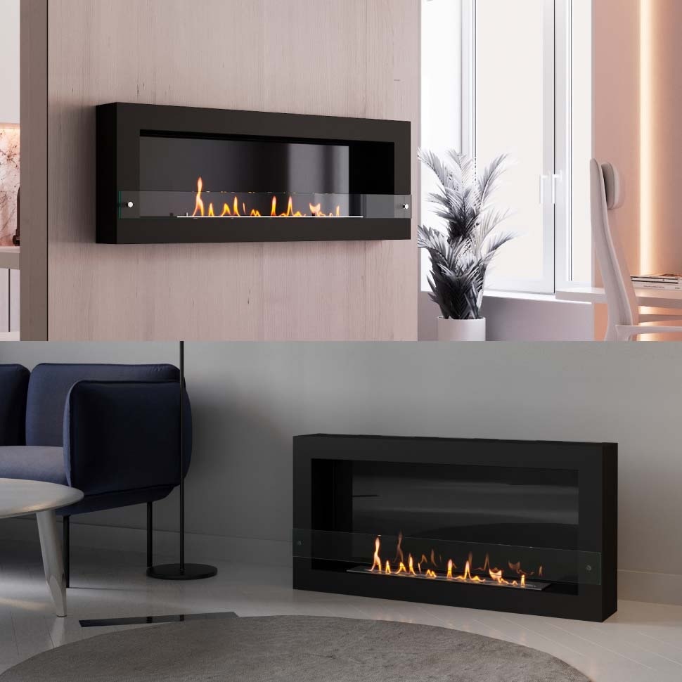 SteelHeat WALL GRAND 1200 LITE черный настенный биокамин