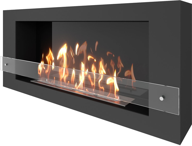 SteelHeat WALL LONG 1200 черный Стекло + Стемалит настенный биокамин