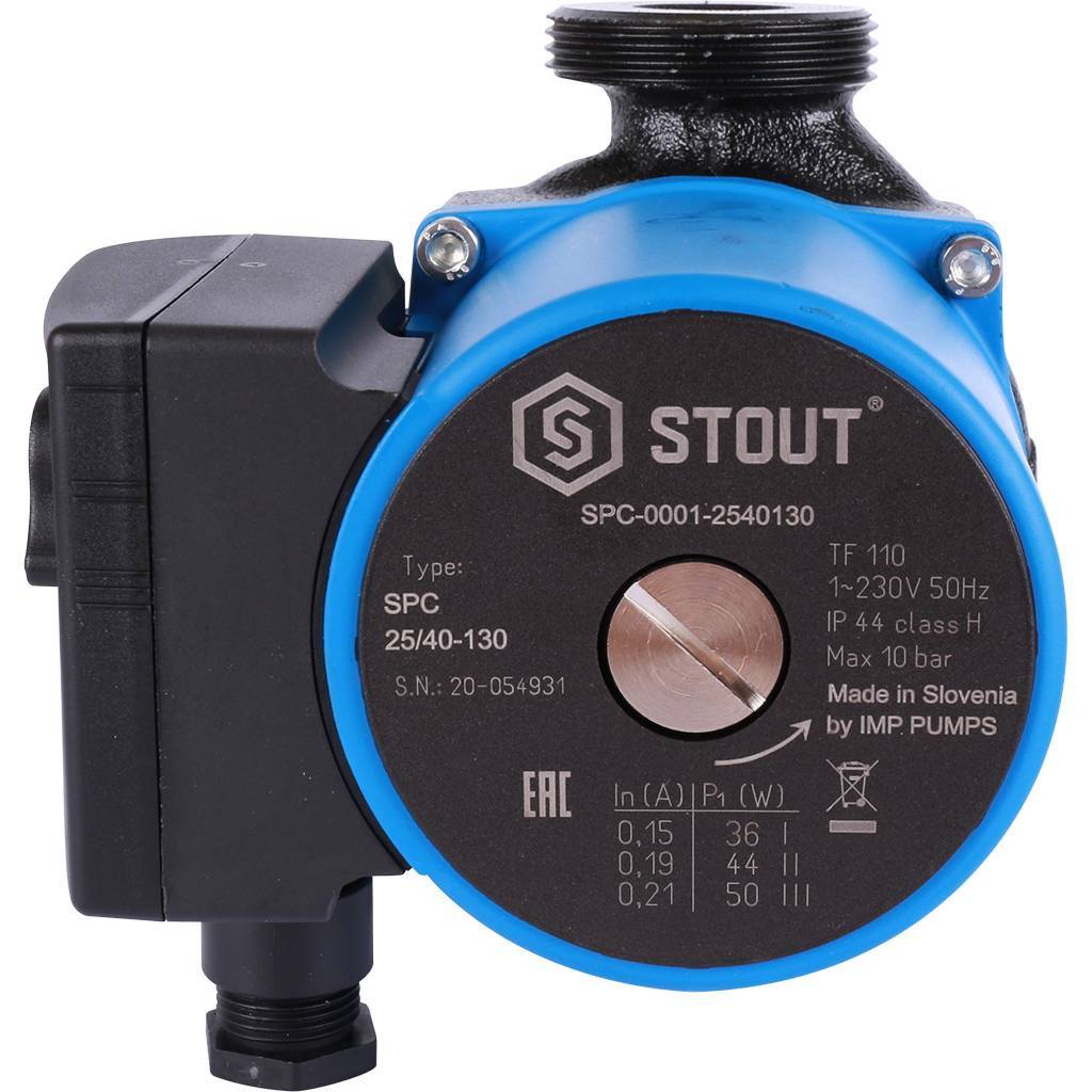 STOUT Насос циркуляционный 25/40-130 мм циркуляционный насос