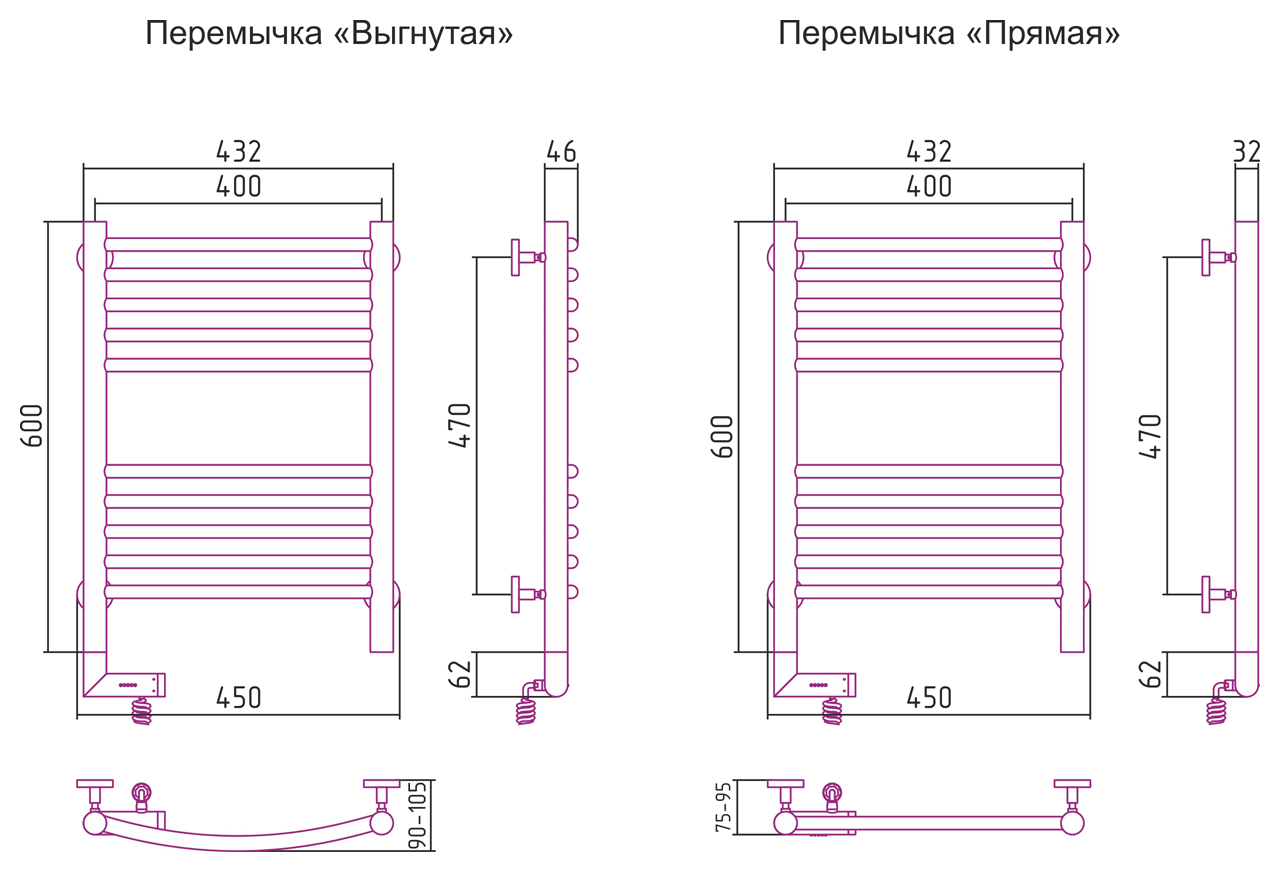 Сунержа Богема 2.0 600х400 (00-5202-6040) электрический полотенцесушитель лесенка