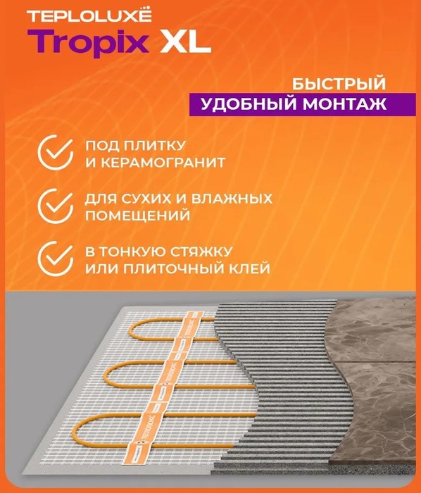 Теплолюкс Tropix МНН XL 2,8 кв.м (0,8х3,5м) нагревательный мат 3 м<sup>2</sup>