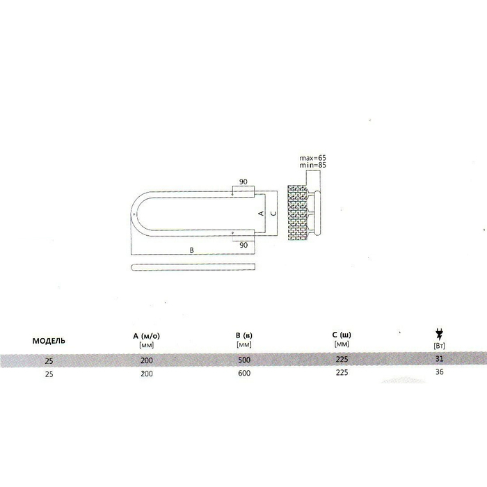 Terminus Электро 25 П-обр 500х200 электрический п образный полотенцесушитель