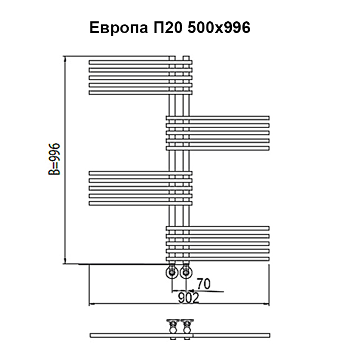 Terminus Европа П20 500*996 E L электрический полотенцесушитель лесенка
