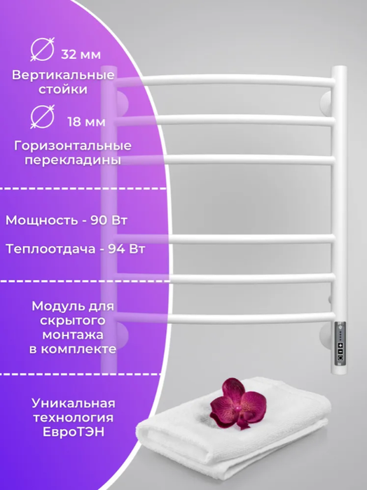 Terminus Классик П6 450х600 электро КС 9003 матовый электрический полотенцесушитель лесенка