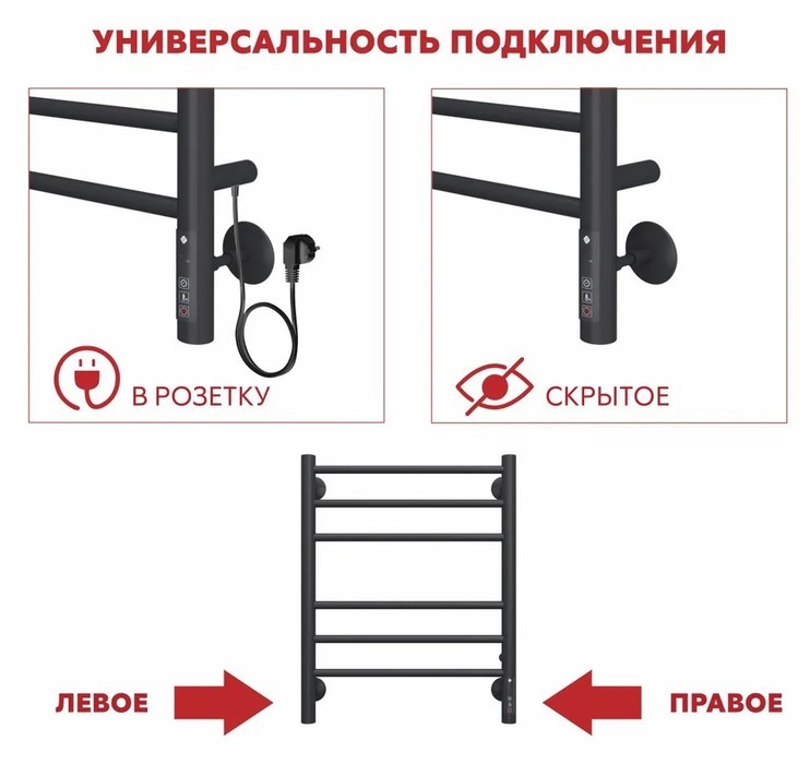 Terminus Классик П8 500х800 КС Черный муар электрический полотенцесушитель лесенка