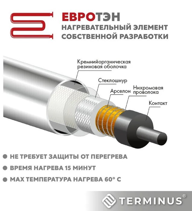 Terminus Классик П8 500х800 КС Черный муар электрический полотенцесушитель лесенка