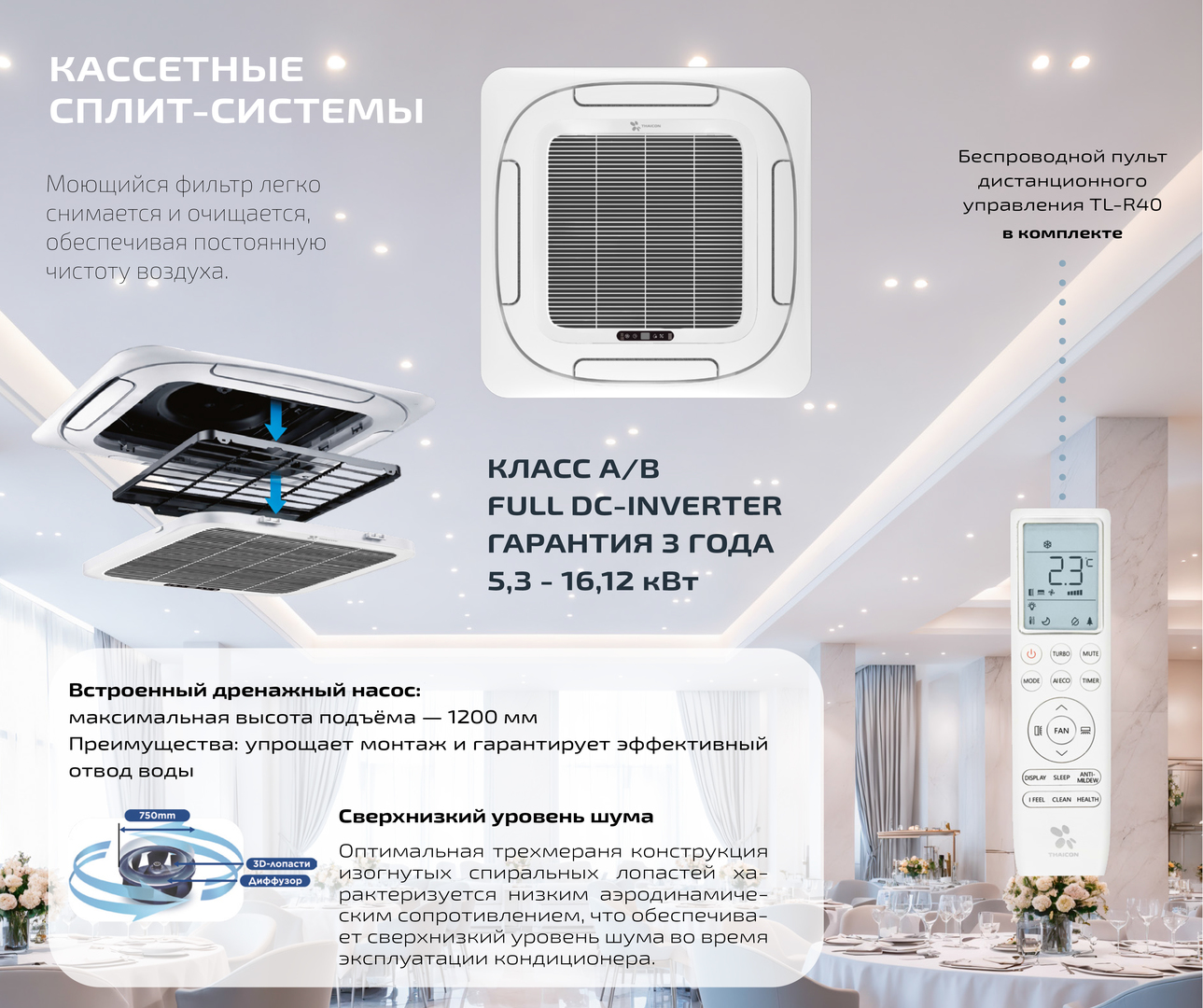 Thaicon TL-PC50-FR/TL-PO50-FR/TLCP-01 кассетный кондиционер