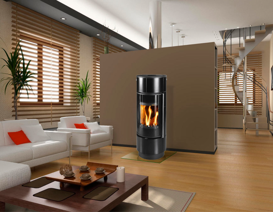 THORMA ATIKA Ceramic EXTRA, черная, с аккумулирующими камнями дровяная печь