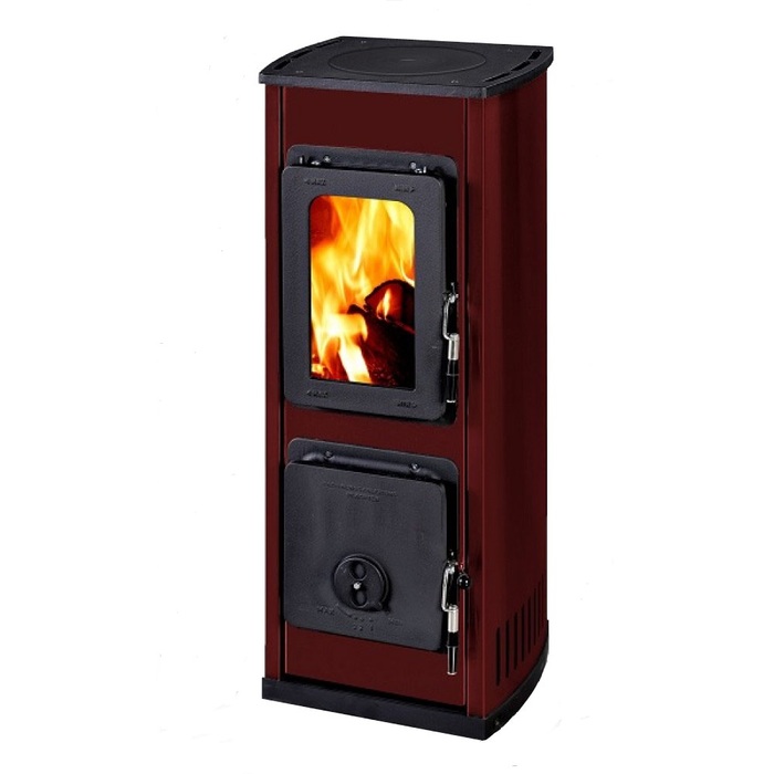 THORMA MILANO II AT TERMOPLATE, бордовая дровяная печь