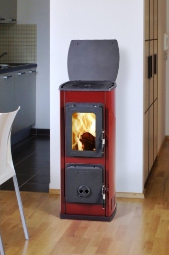 THORMA MILANO II AT TERMOPLATE, бордовая дровяная печь