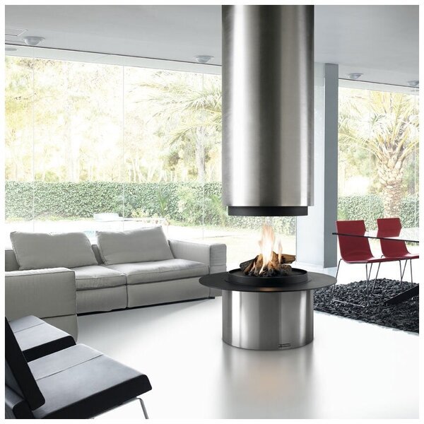 TRAFORART DIAMANTE CENTRAL INOX без стекла готовый дровяной каминокомплект