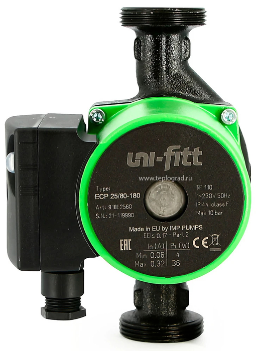 Uni-fitt ECP 25/80 180 с гайками циркуляционный насос
