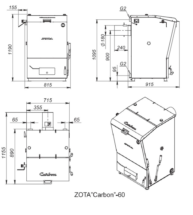 Zota Carbon 60 твердотопливный котел
