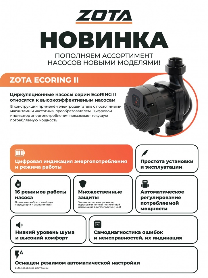 Zota EcoRING II 25-180 180 с гайками циркуляционный насос